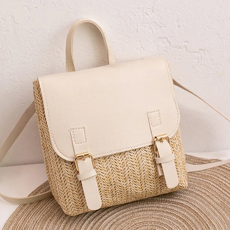 bags : BloomBag Vintage Rieten Tas - Bruin in Wit van Pantino