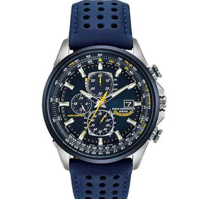 Watch : MultiSteel herenchronograafhorloge, leren band, elegant en nauwkeurig in Blauwe 3-knoops riem van Pantino
