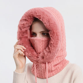 Hat : Cap Khaki - Warme Winter Capuchon in Rood van Pantino