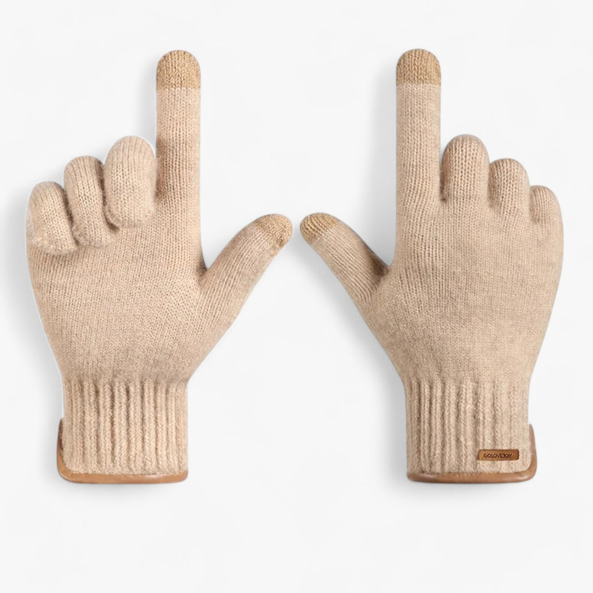 Gloves : Winter Handschoenen voor Mannen Heren - Warmte & Stijlvol Comfort - 001Zwart in 003Kameel Eén maat van Pantino