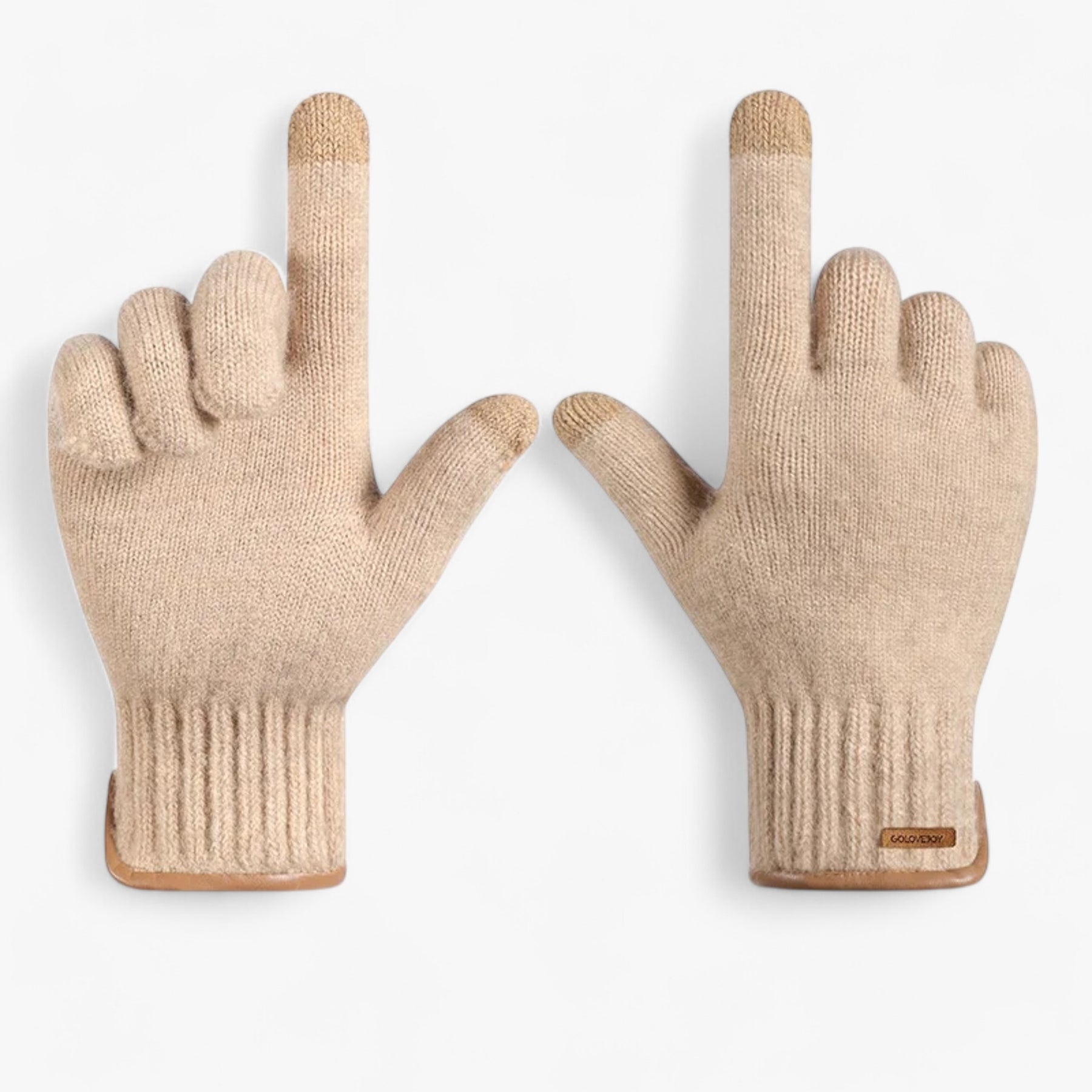 Gloves : Winter Handschoenen voor Mannen Heren - Warmte & Stijlvol Comfort - 001Zwart in 003Kameel Eén maat van Pantino