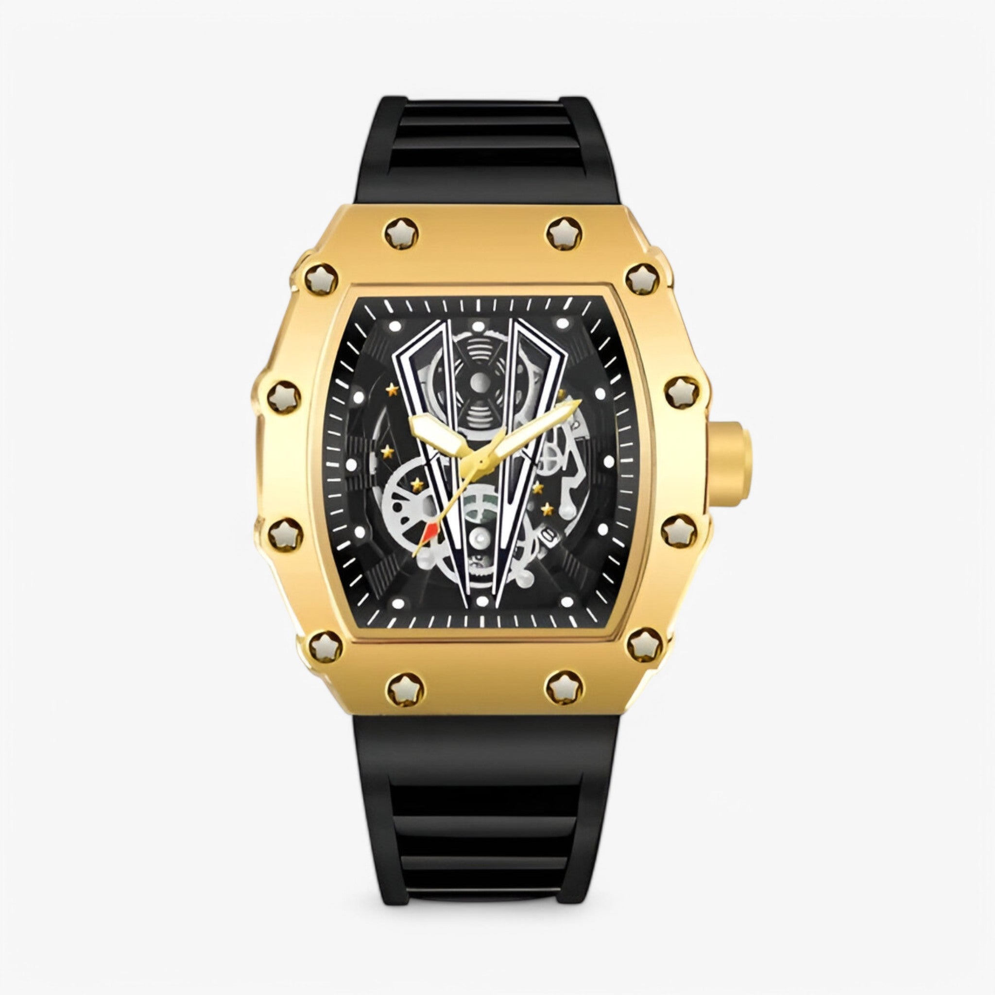watches : Horloge Heren Zwart - Vierkant Luxe Sporthorloge in Goud van Pantino