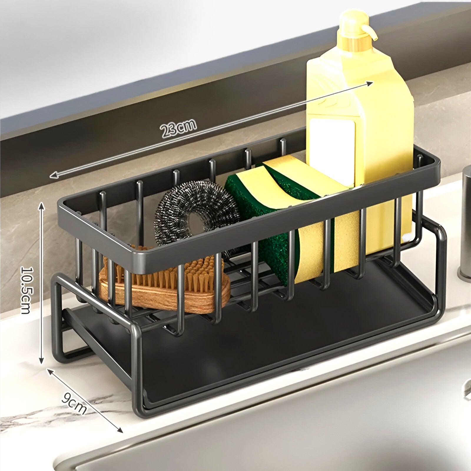 home & garden : CleanFlow - RVS Organizer voor Spons & Handdoek - Zwart in van Pantino