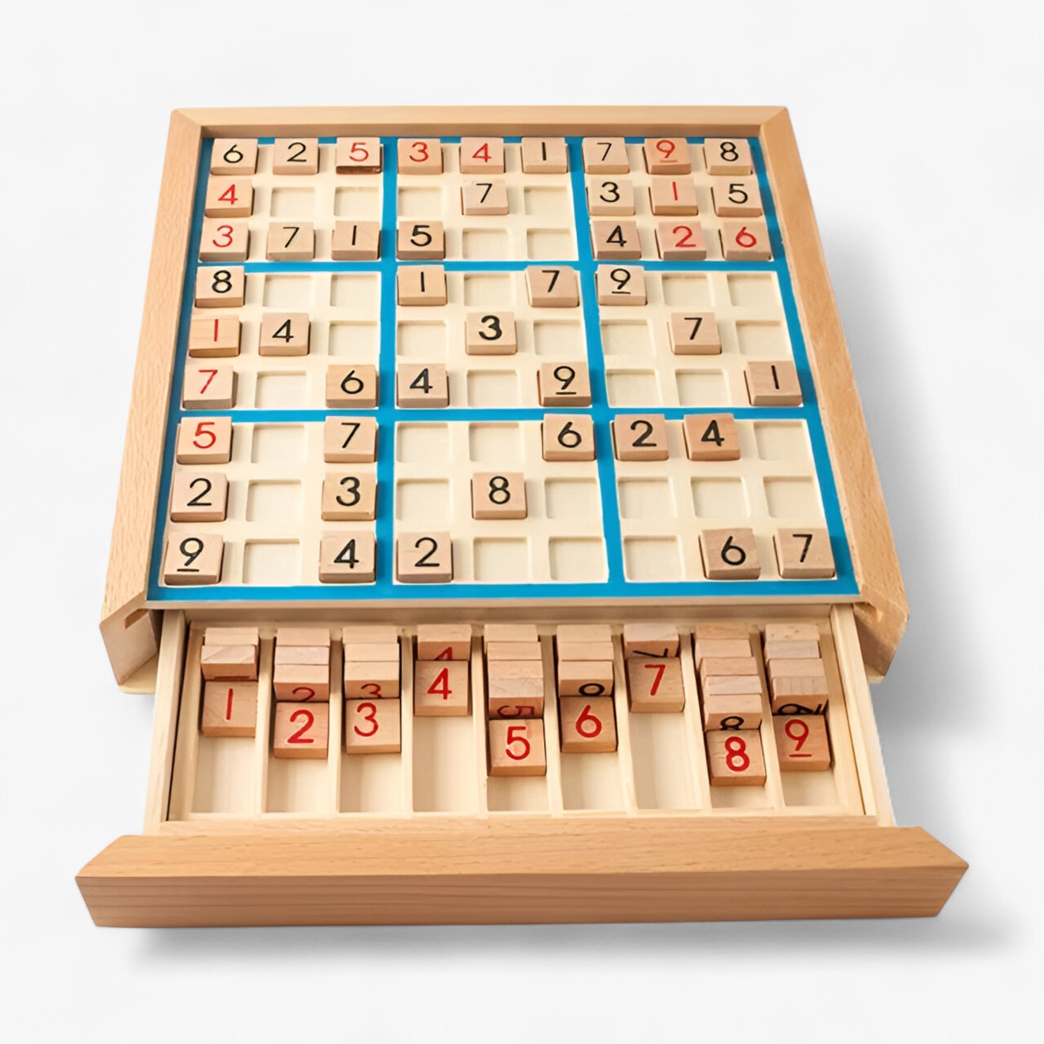 home & garden : Houten Sudoku Bordspel met Lade - Blauw in Blauw TSJECHIË van Pantino
