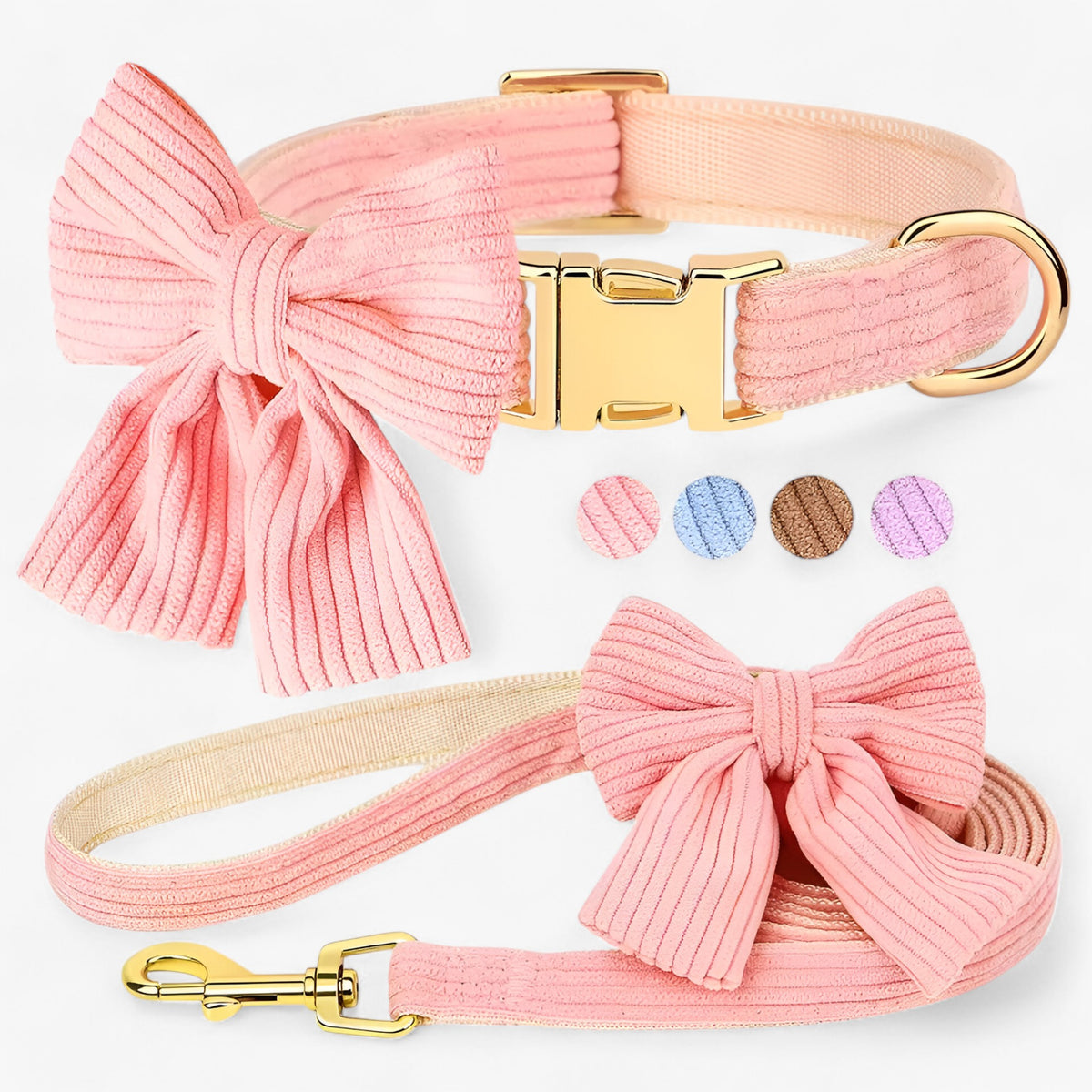 pets : Schattige Roze Halsband en Leash Set voor Kleine en Middelgrote Honden in van Pantino