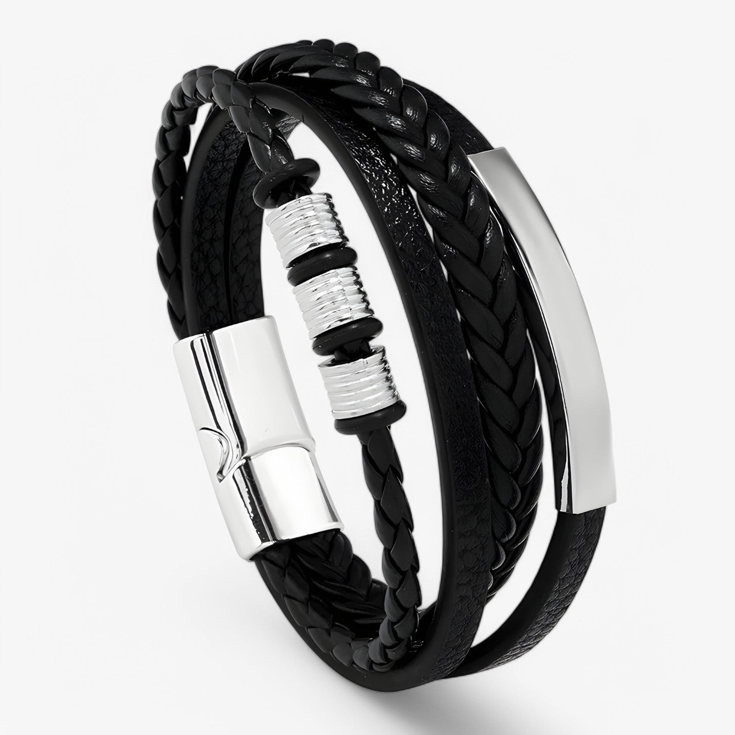 Bracelet : Armband Heren Zwart - Robuuste en Veelzijdige Leren in van Pantino