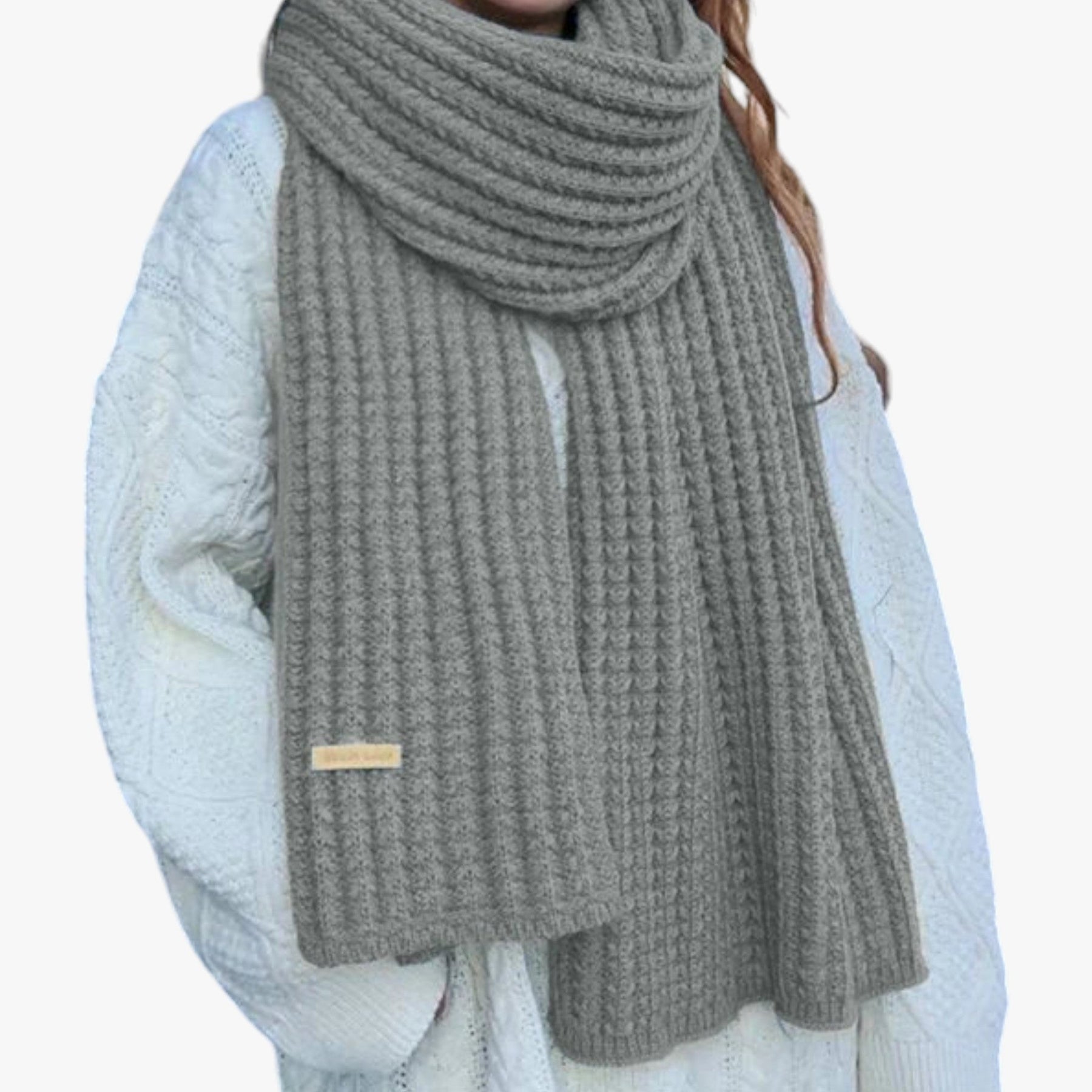 Scarf : Sjaal Crème Wit - Gebreide Thermische voor de Winter - Ultieme Bescherming Tegen de Kou in van Pantino