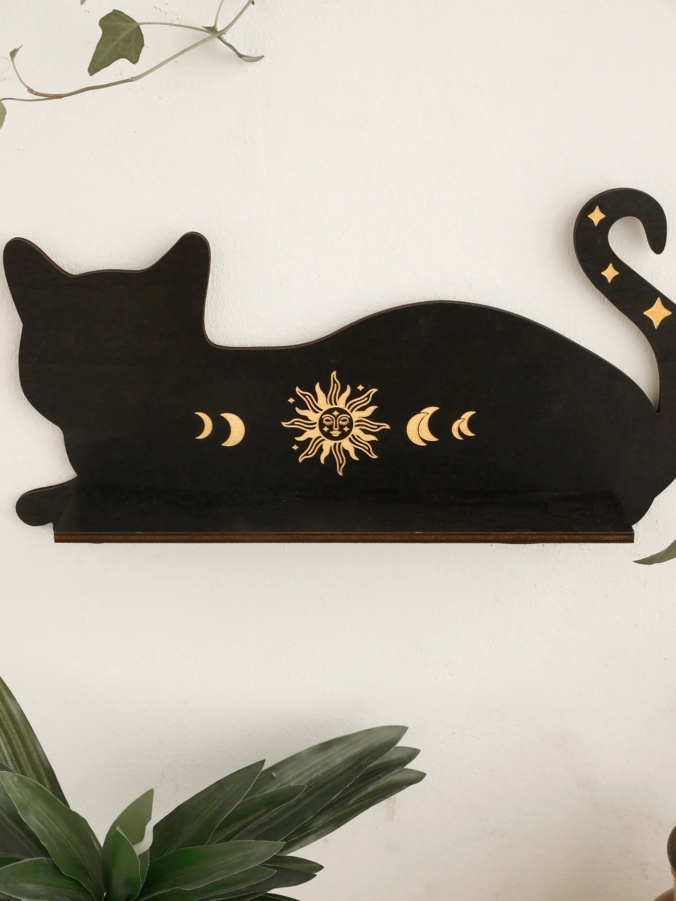 home & garden : Zwarte Kat Maanfase Wandplank in van Pantino