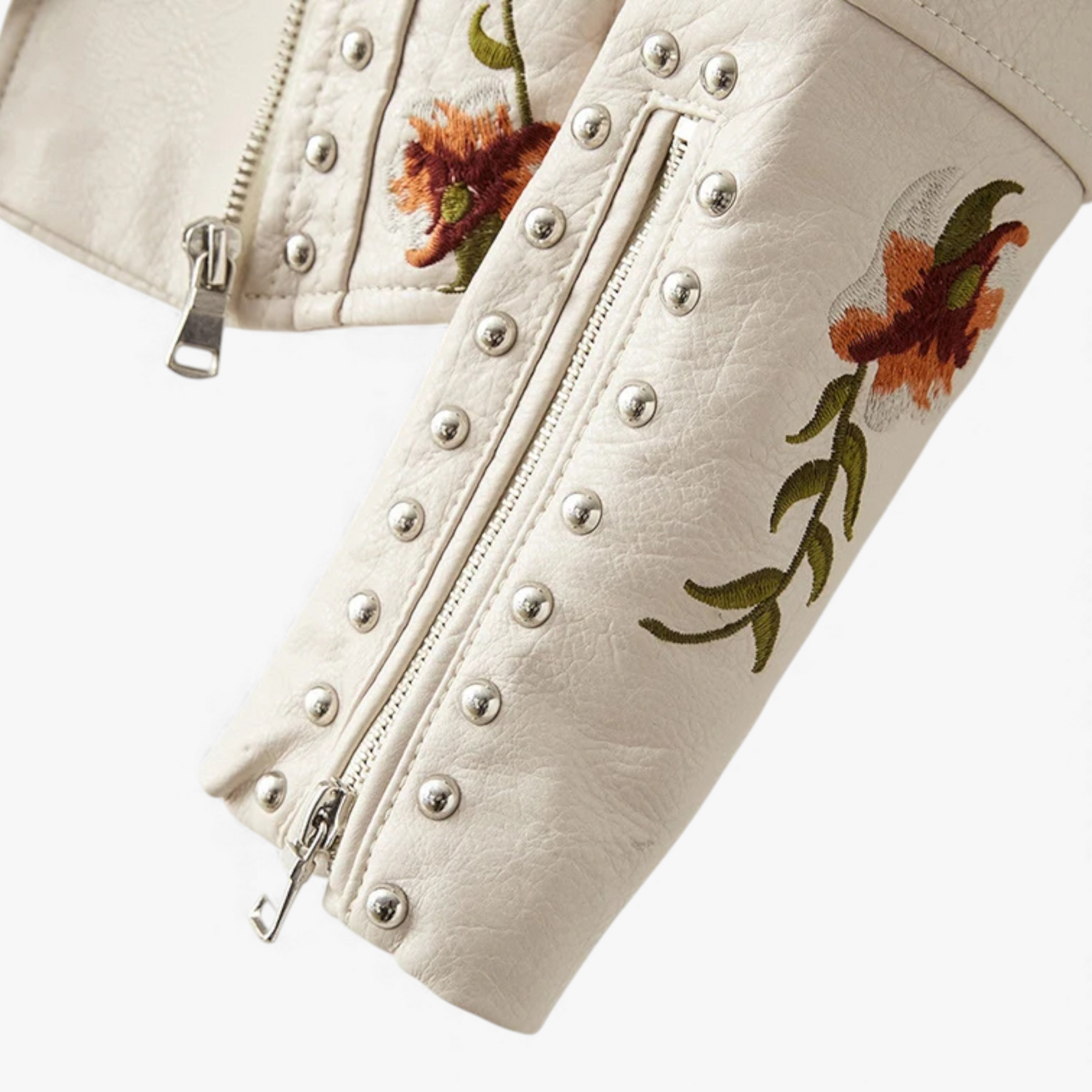 Damesjassen & -jacks : Jas Dames Wit - Retro Tussenjas met Bloemenmotief in van Pantino