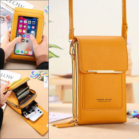 bags : Schoudertas met Touchscreen Venster Bruin - Tech Smart Tas - Nylon in van Pantino