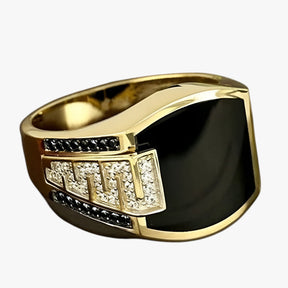 Ring : Ring Heren Goud - Elegante Herenring - Glanzend met Luxe Punkstijl in van Pantino