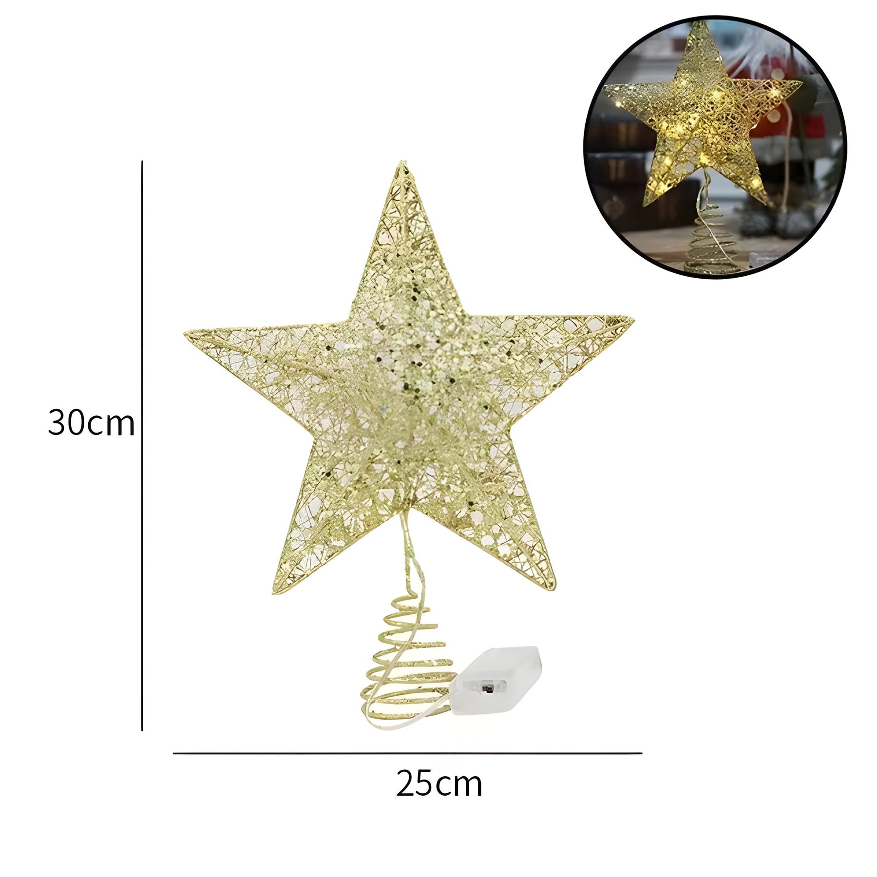 home & garden : Sterrenachtige Elegant - Bovenste Ster Ornamenten Kerstlicht - Verlicht Uw Eindejaarsfeest in 25cm Goud van Pantino