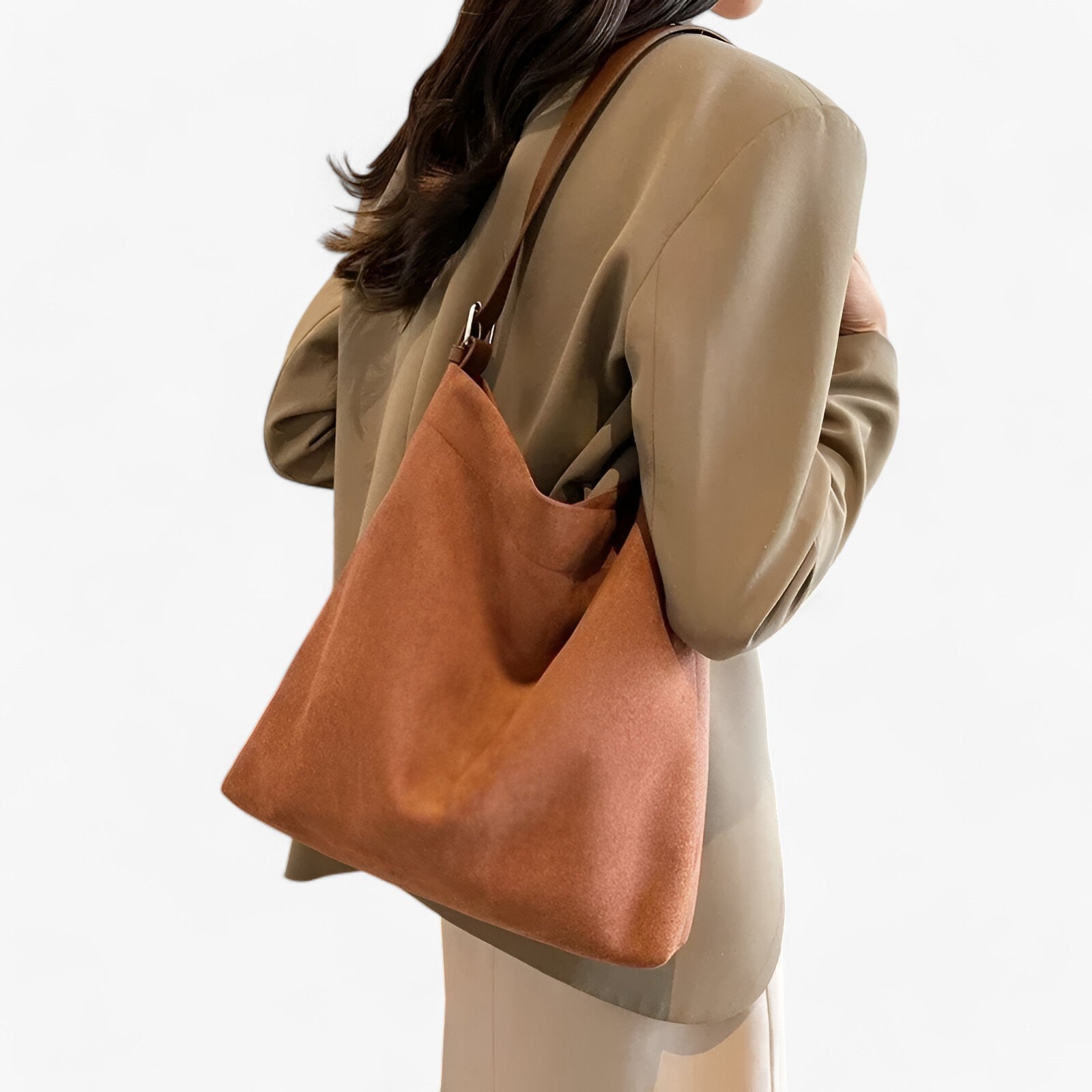 bags : Klassieke Handtassen van Suede Dames - Tijdloos Ontwerp en Comfort - Kastanjebruin in koffie van Pantino