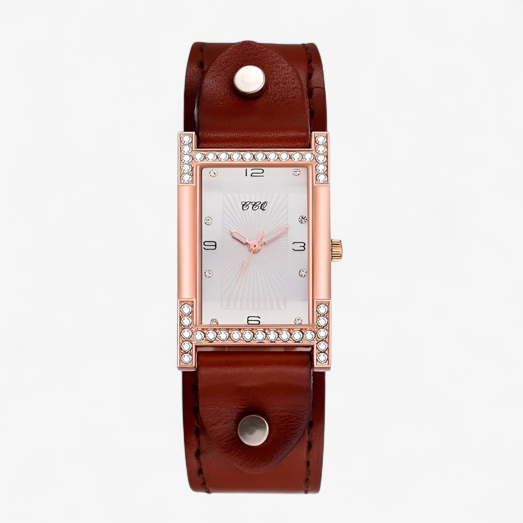watches : Damen Quartsuurwerk Horloge met Leren Band voor Koppels - Zwart in Bruin van Pantino