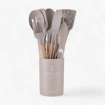 home & garden : Set van 12 Keukenhulpmiddelen in Silicone - Zwart 12Stuks in Kaki 12Stuks van Pantino