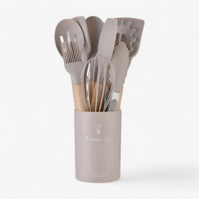home & garden : Set van 12 Keukenhulpmiddelen in Silicone - Zwart 12Stuks in Kaki 12Stuks van Pantino