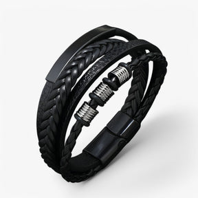 Bracelet : Armband Heren Zwart - Robuuste en Veelzijdige Leren in Zwart 21CM van Pantino