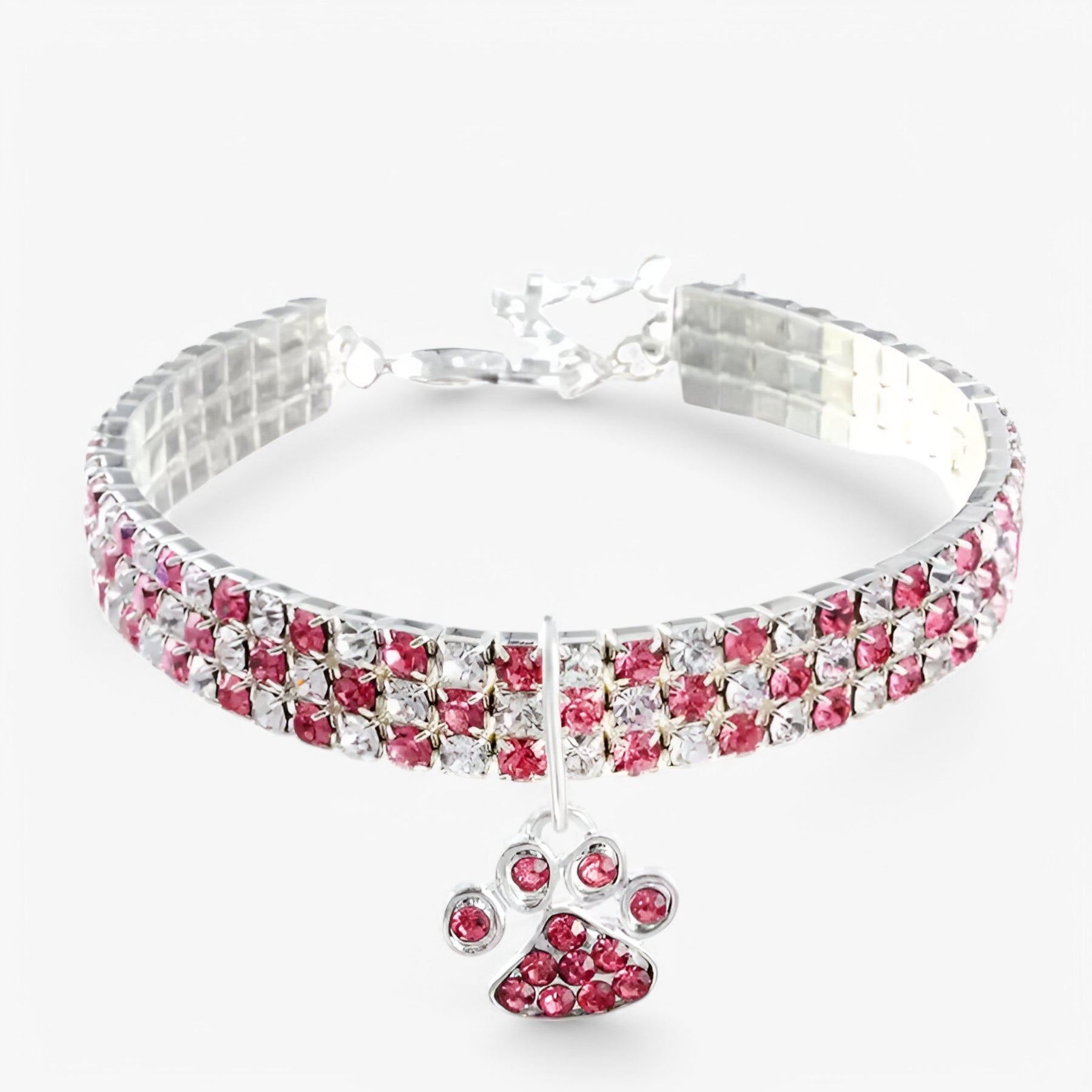 pets : Luxe Kristallen Halsband met Diamant Hanger - Roze in Roze van Pantino