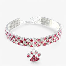 pets : Luxe Kristallen Halsband met Diamant Hanger - Roze in Roze van Pantino