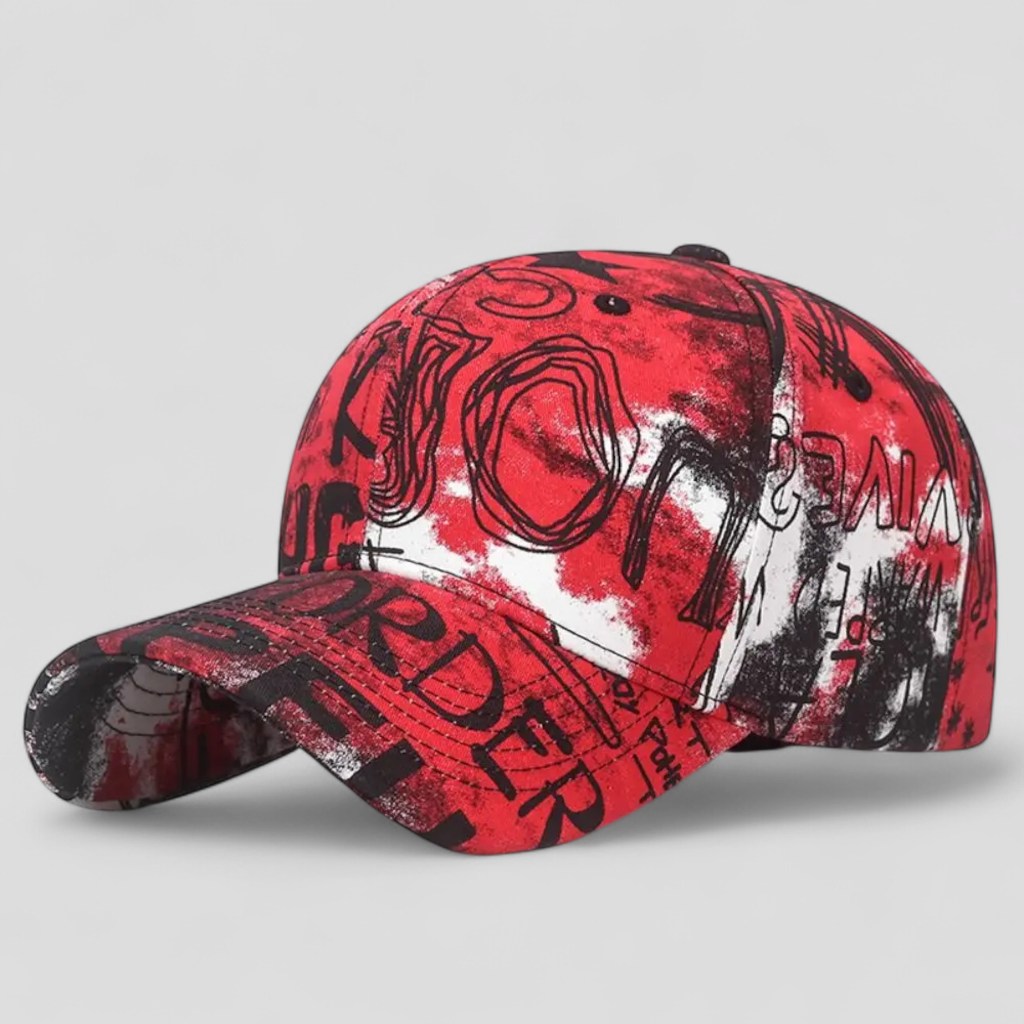 Baseball Cap : Pet Heren Zwart - Stijlvolle Graffiti Snapback - En Comfortabel Baseball in Rode Baseball Pet Verstelbaar van Pantino
