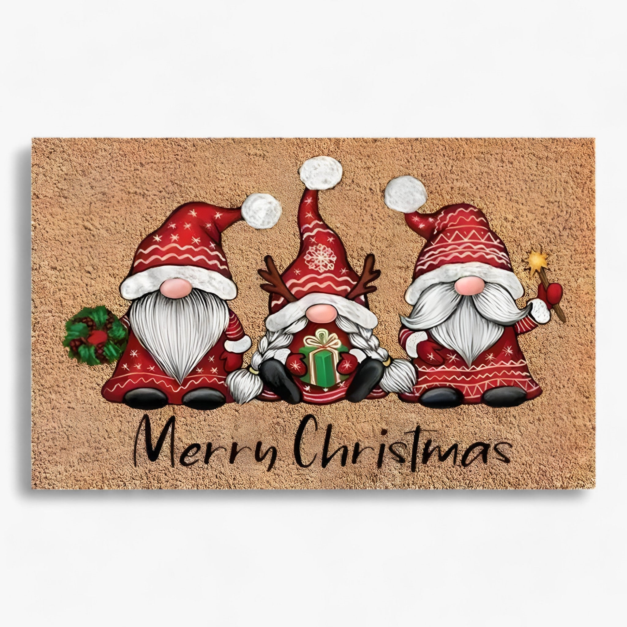 home & garden : Kerstgnomen en Eland - Deurmat - Feestelijke Binnen-/Buitendecoratie in 1 40X60CM-gepersonaliseerd van Pantino
