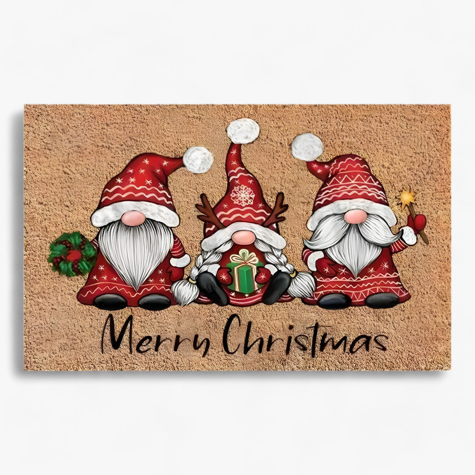 home & garden : Kerstgnomen en Eland - Deurmat - Feestelijke Binnen-/Buitendecoratie in 1 40X60CM-gepersonaliseerd van Pantino