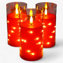 home & garden : Elektronische Kaars - Sfeervolle Verlichting - Beige in Rood 2 stuks van Pantino
