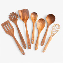 home & garden : 7-delt Træ Kogesæt - Naturligt, Bæredygtigt Og Non-stick in Hout van Pantino