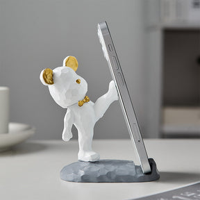 Phone Holder : Muistelefoonhouder Dames Roze - Geometrisch Handje Design - Kunststof in Wit - voeten van Pantino