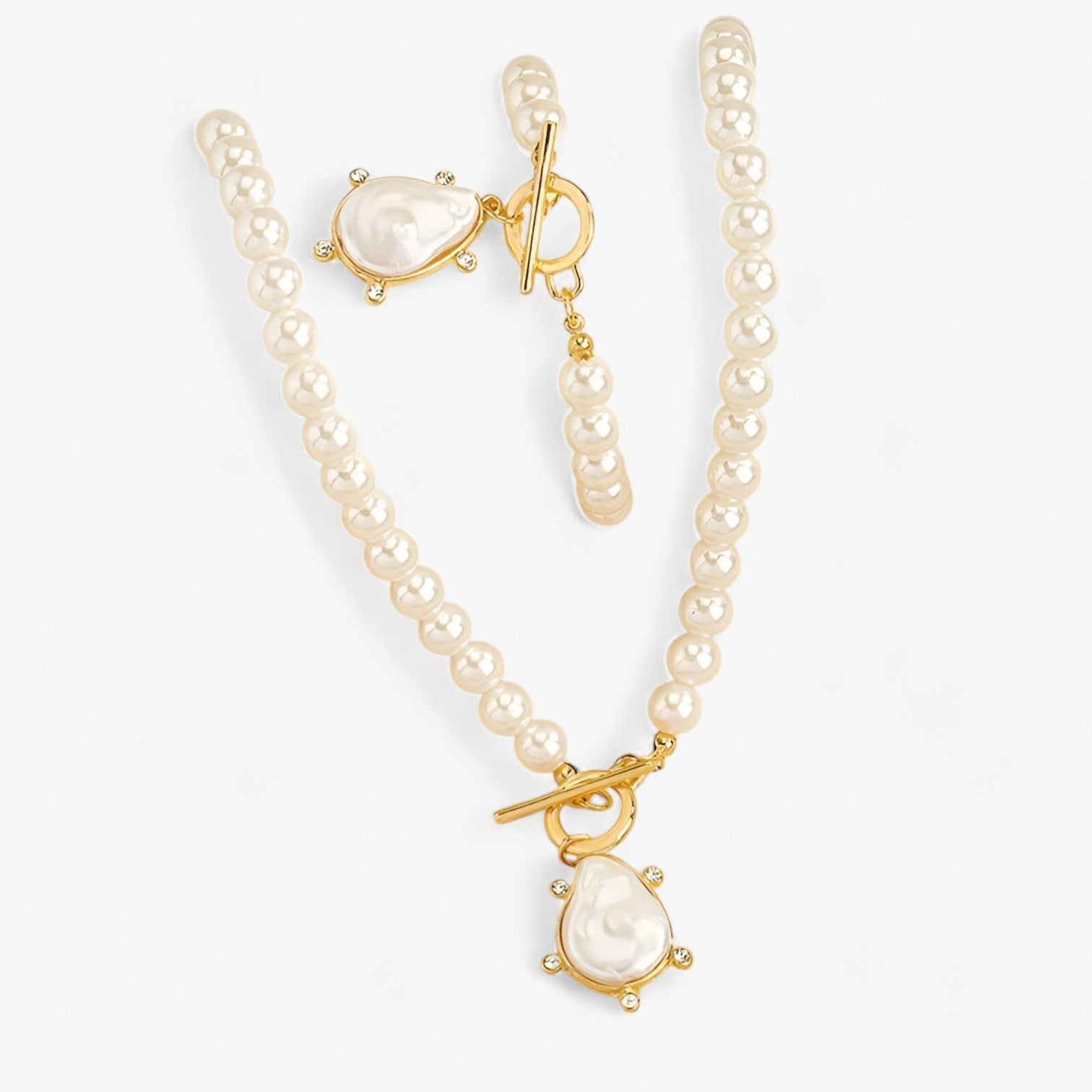 other : Set Onregelmatige Parelsieraden - Elegant en Opvallend - Wit in van Pantino
