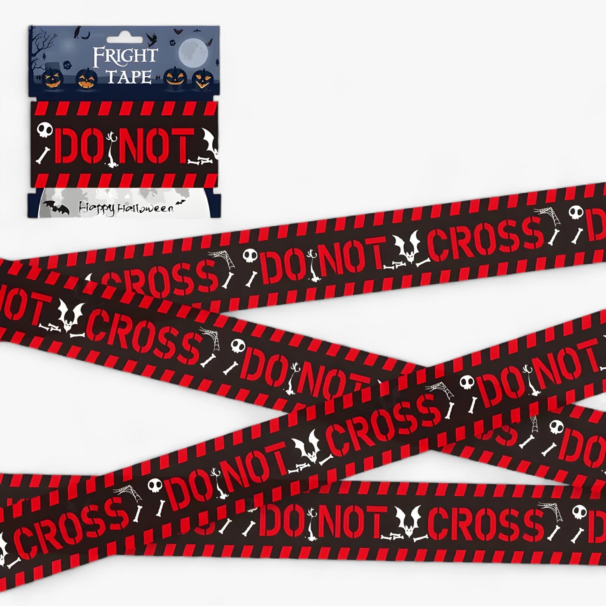 Party Decoration : Bandeau Waarschuwing Skull Halloween - Angstaanjagende Decoratie voor Feesten - Rood 9M in Zwart rood 6M van Pantino