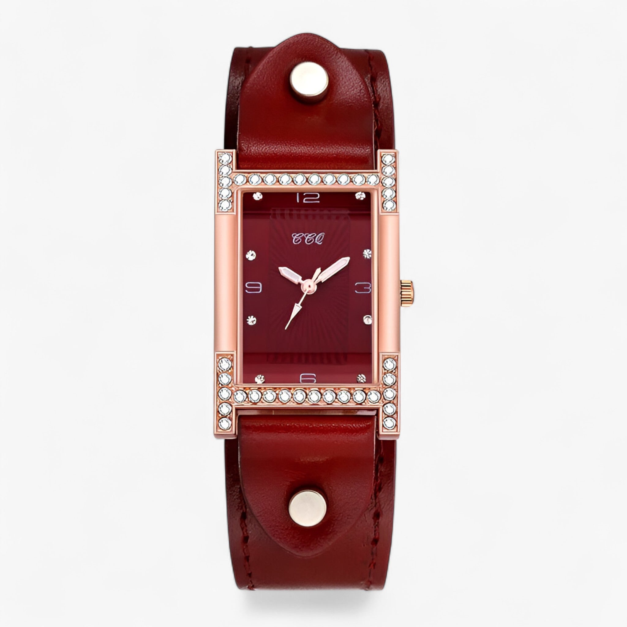 watches : Damen Quartsuurwerk Horloge met Leren Band voor Koppels - Zwart in Rood van Pantino
