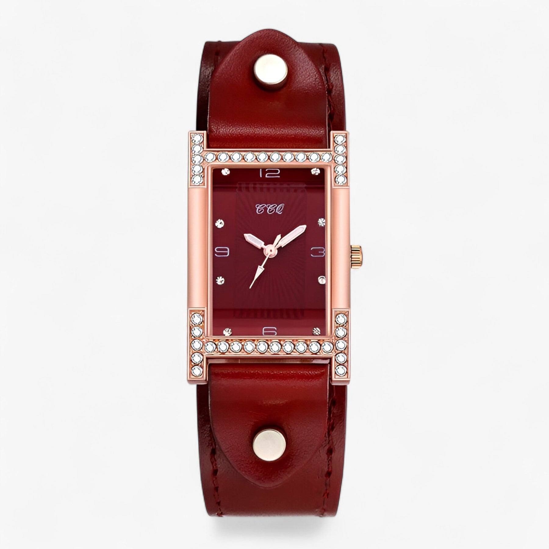 watches : Damen Quartsuurwerk Horloge met Leren Band voor Koppels - Zwart in Rood van Pantino