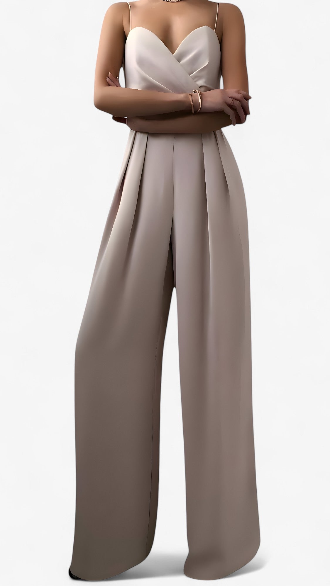 Elegant dames jumpsuit met spaghettibandjes en zachte palazzobroek
