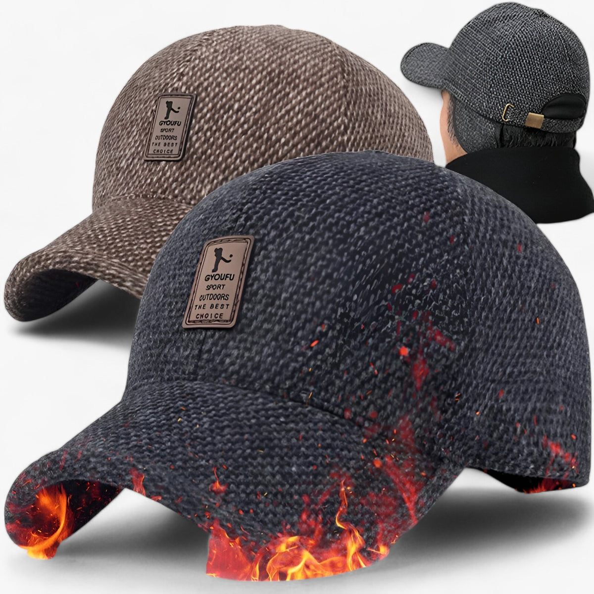 Winter Hat : Cap Heren Zwarte Warme Wol - Warme Wintercap met Oorkleppen in van Pantino