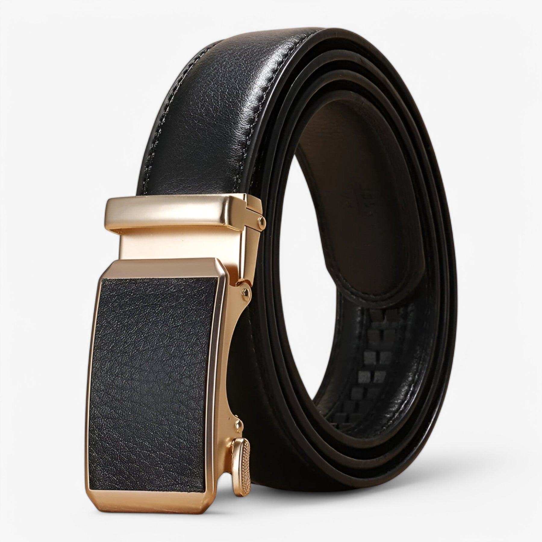 Belt : Automatische Riem met Gouden Lus Dames - Zwart in Zwart van Pantino