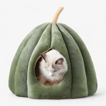 pets : PumpkinNest - Huisdierenbed - Wintercomfort Fluweel in Groen 50x50x40cm(onder 8kg 17.6lb) van Pantino