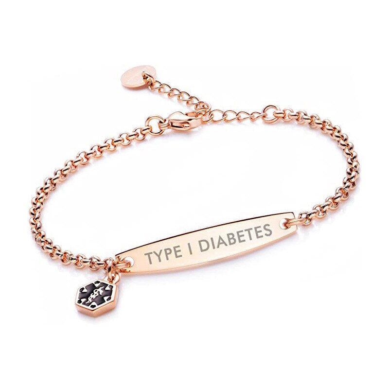 Medical ID Bracelet : AlertBand Armband Dames Goud - Stijlvol Design - Goudkleurig in Rosé Type 1 van Pantino