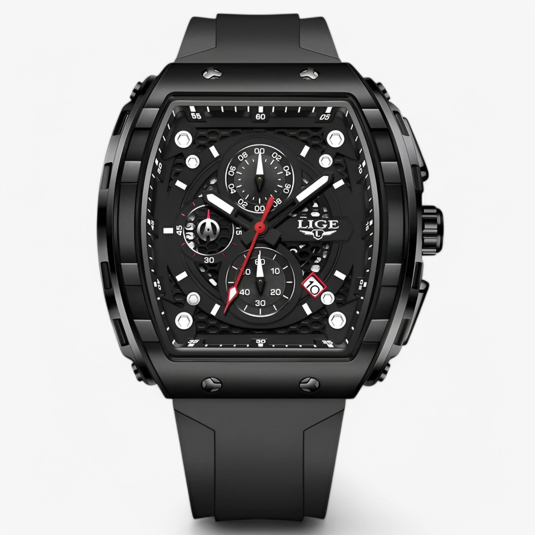 Smartwatch : Siliconen Sporthorloge Heren - Luxe Zwart Smartwatch met Hartslagmeter in Helt sort van Pantino
