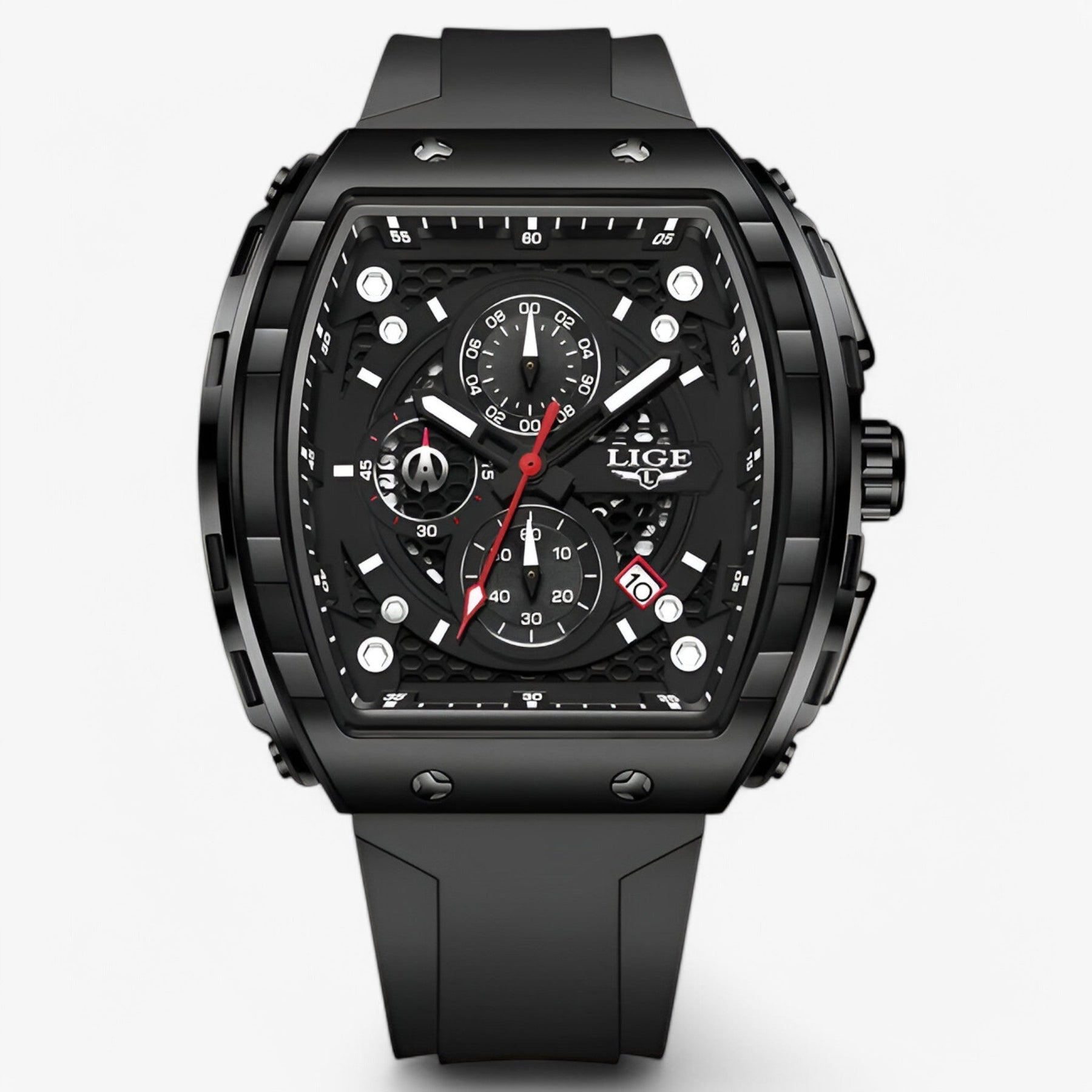 Smartwatch : Luxe Siliconen Sporthorloge Heren in Helt sort van Pantino