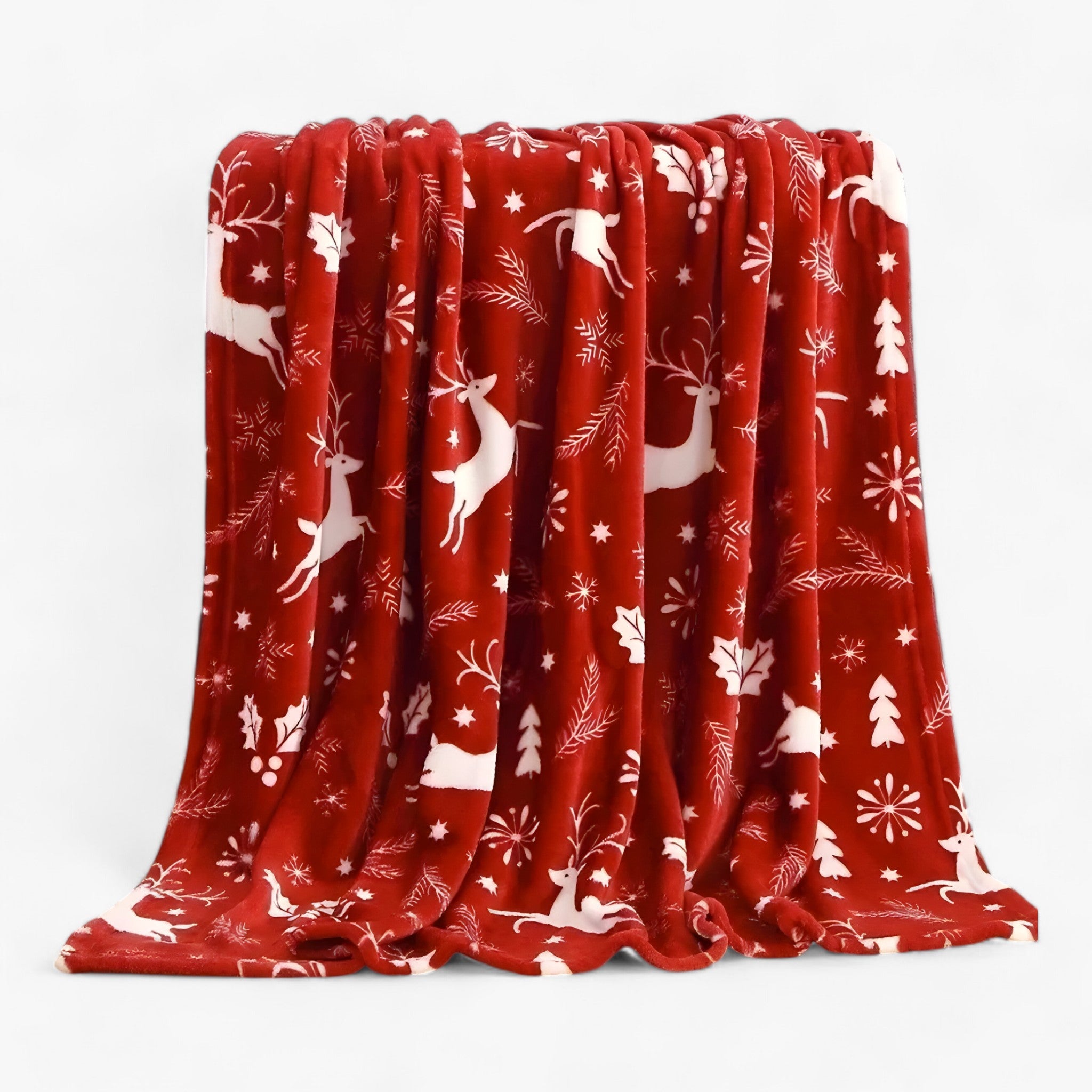 home & garden : Velvy Luxe Kerstdeken van Fleece - Elegante en Gezellige Vakantiedecoratie - Groen in Rood van Pantino