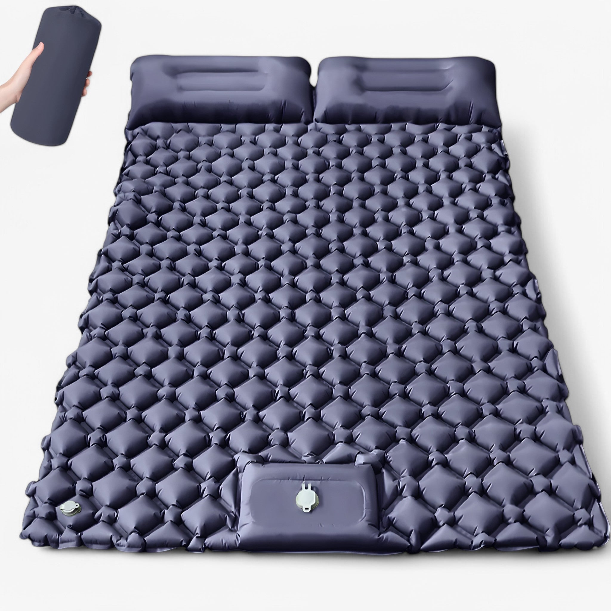 other : Dubbel Opblaasbare Matras voor Buitengebruik - Extra Breed en Ultralicht - Lente Regen Groen in Marineblauw van Pantino