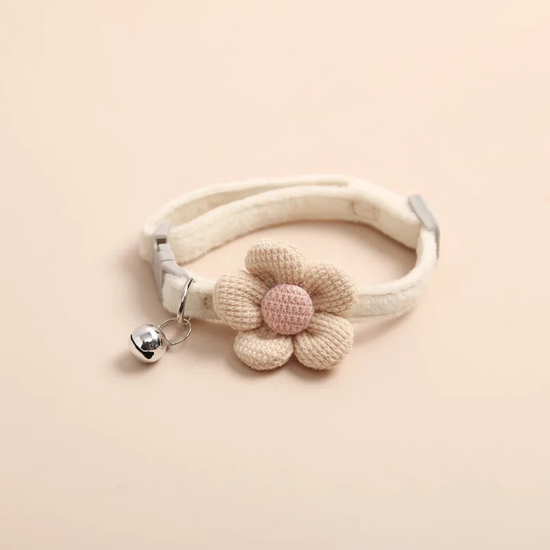 pets : Verstelbare Kattenhalsband Bloem - Roze in Beige van Pantino