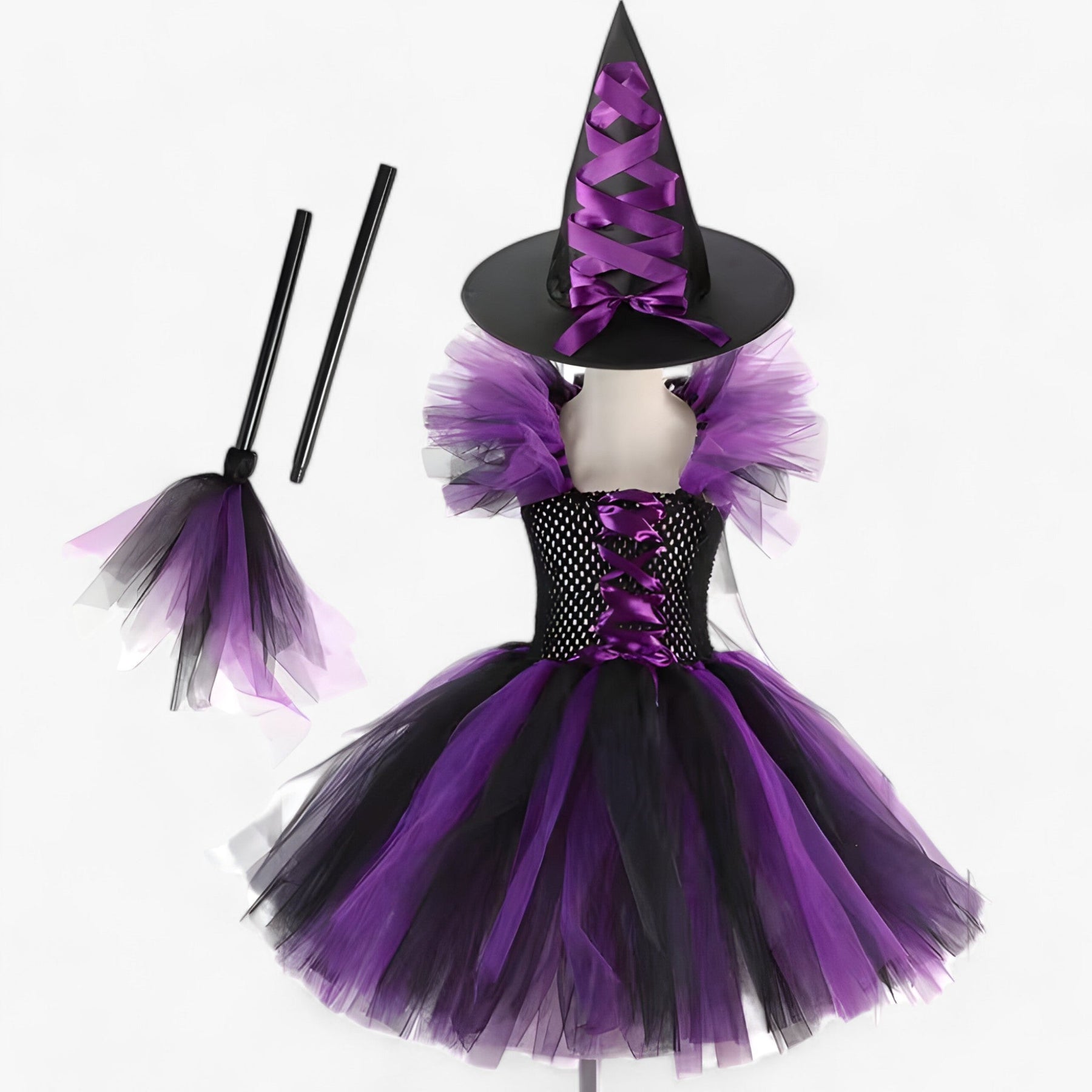 Costume Set : Tutu Jurk en Accessoires voor Halloween en Carnaval in Heksstijl B van Pantino