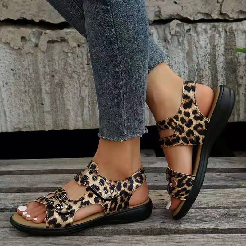 Sandals : Orthopedische Sandalen Dames Wit - Comfortabele Ergonomische Zomer Sandalen in Luipaard van Pantino