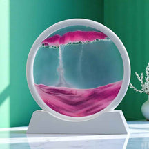 Art de sable : Decoratief 3D Bewegend Zand Schilderij van Glas – Ontspannend Landschap voor Kantoor/Thuis in Roos van Pantino