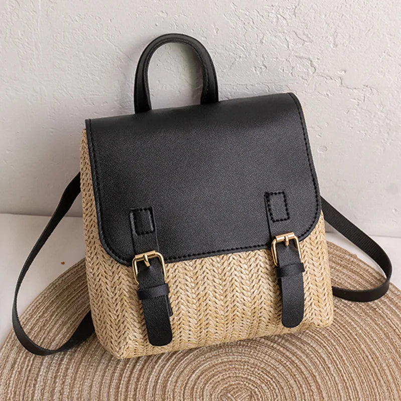 bags : BloomBag Vintage Rieten Tas - Bruin in Zwart (nog 2 op voorraad) van Pantino