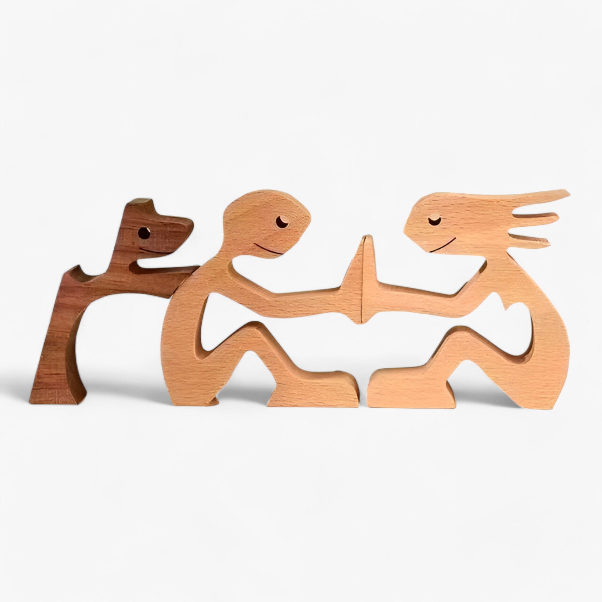 home & garden : Houten Puppy Familie Beeldje in A3 van Pantino