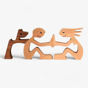 home & garden : Houten Puppy Familie Beeldje in A3 van Pantino