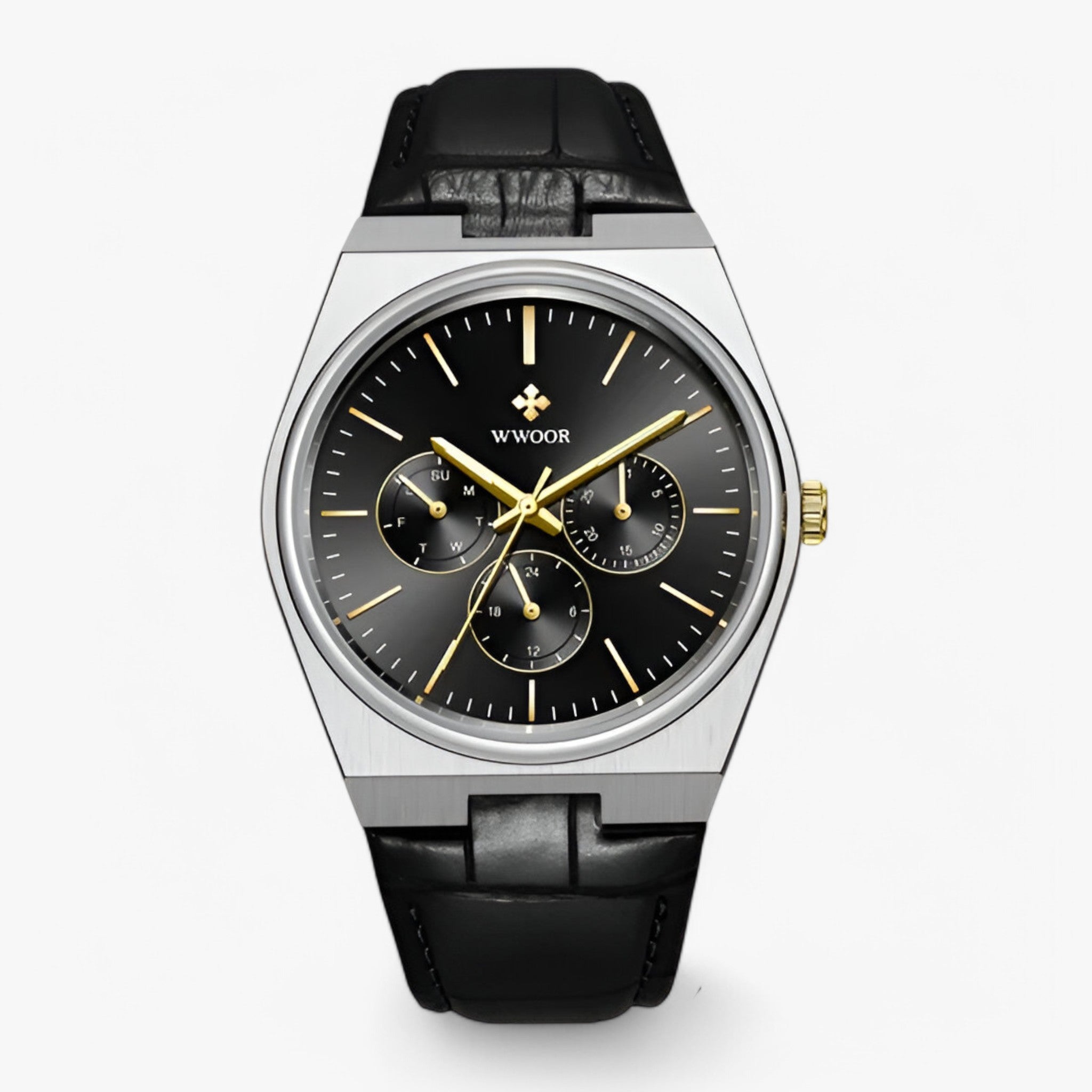 watches : Quartz Horloge van Staal met Saffierglas Heren - Zilver Blauw in zwart goud van Pantino